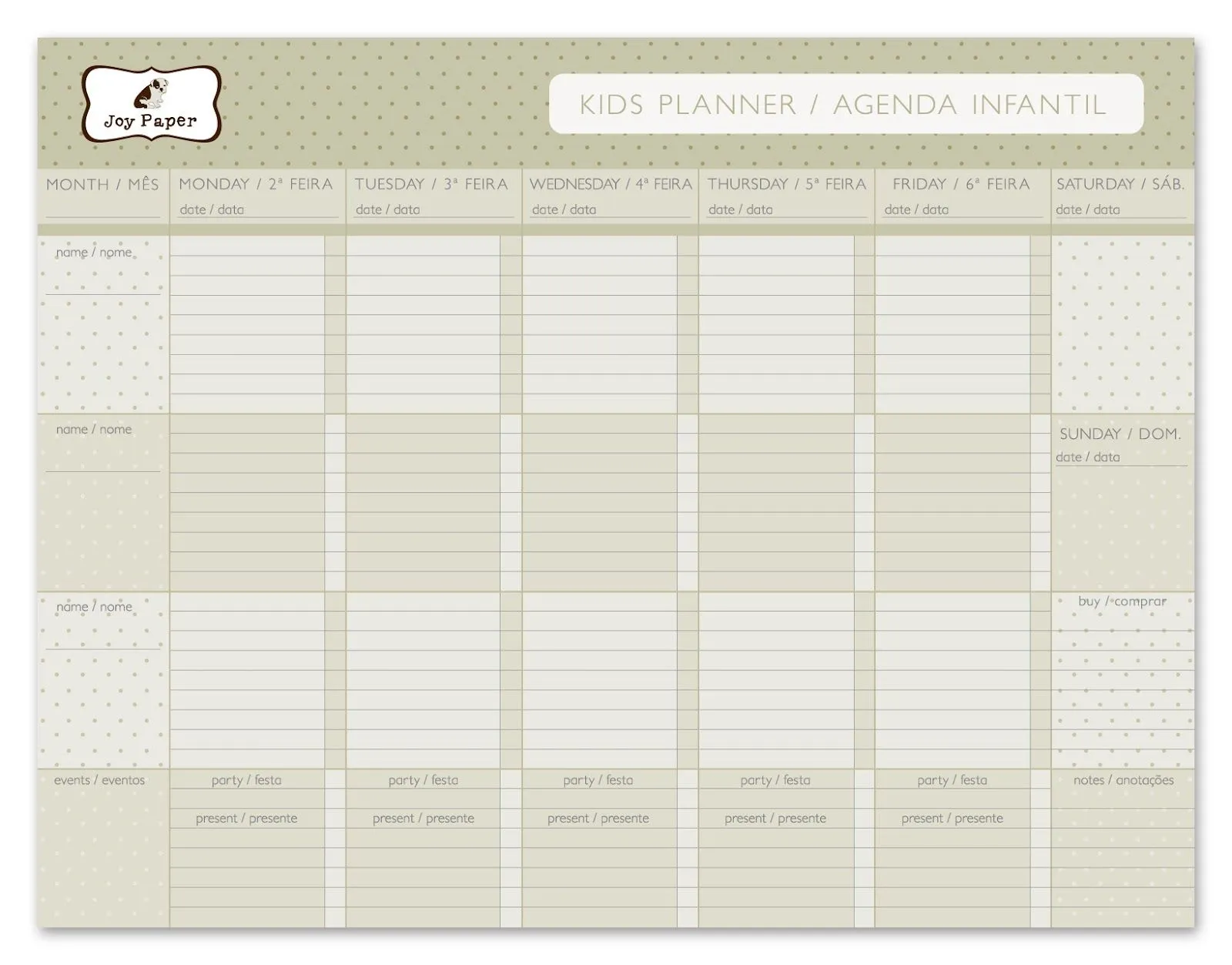 Joy Paper: Agenda Semanal Kids Planner, uma agenda para toda família