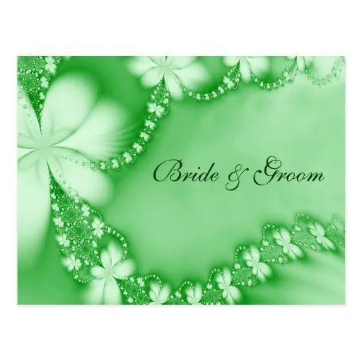 Joya, novia y novio florales verdes tarjetas postales de Zazzle.