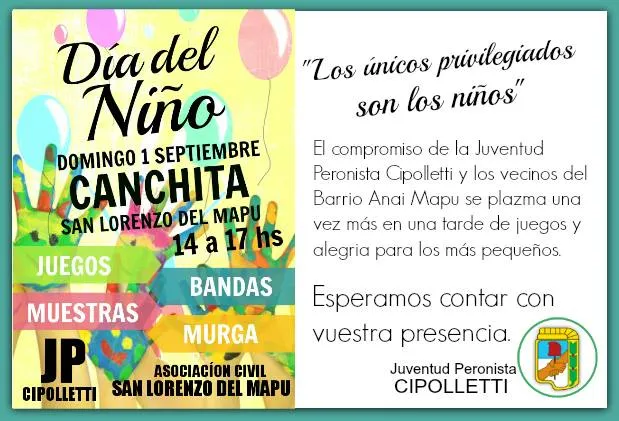 JP Cipolletti: INVITACIÓN DÍA DEL NIÑO