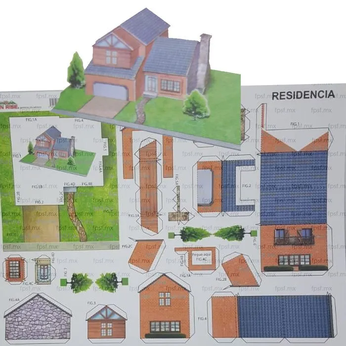 Juego para Armar Edificios para Maqueta Carta Varios Modelos Sun Rise—  Farmacia Santa Fe