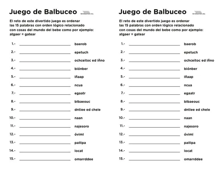 Juego de Baby Shower de Balbuceo para Imprimir | PDF