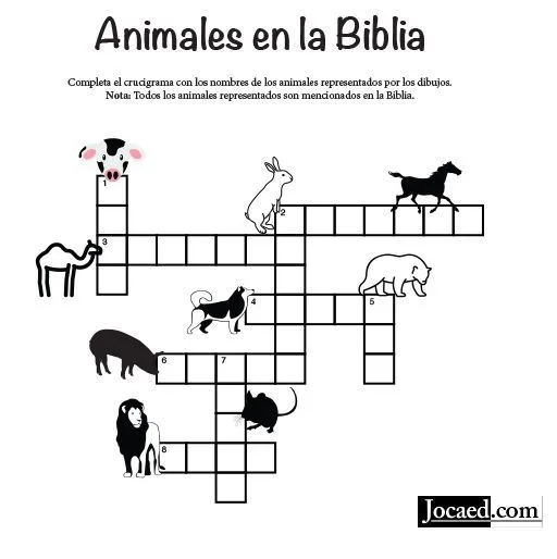 Juego Bíblico: Crucigrama Bíblico — Animales en la Biblia | Crucigramas,  Juegos biblicos, Biblia