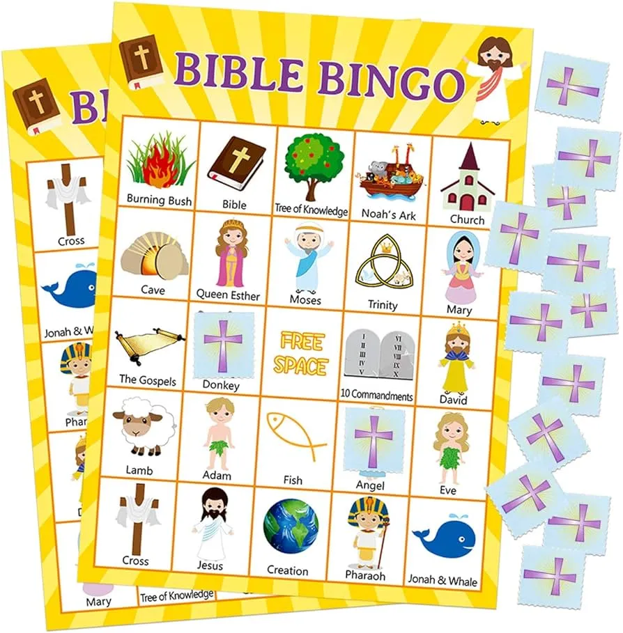 Juego de bingo bíblico para día festivo en la escuela bíblica 24 jugadores  para niños iglesia cristiana del domingo : Amazon.com.mx: Juguetes y Juegos