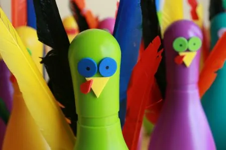 Juego de bolos-pavos de accion de gracias | Manualidades Infantiles