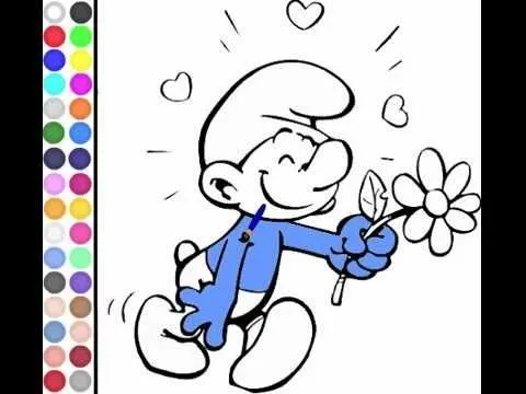 Juego Colorear Pitufo Enamorado - YouTube