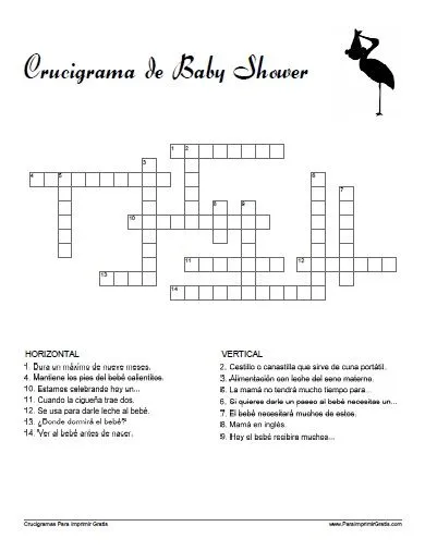 Juego Crucigrama para Baby Shower - Para Imprimir Gratis ...