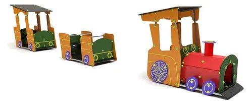 Juego infantil con forma de tren con locomotora y vagones - a ...