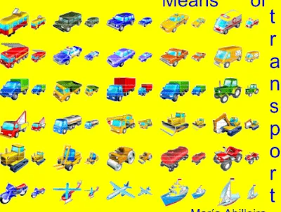 Un juego sobre los medios de transporte.-Inglés fácil para primaria