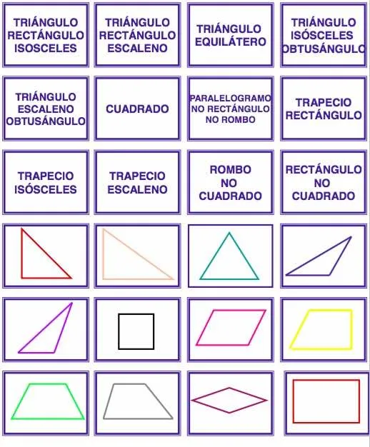 JUEGO DE MEMORIA Y A ASOCIACIÓN. TRIÁNGULOS Y CUADRILÁTEROS