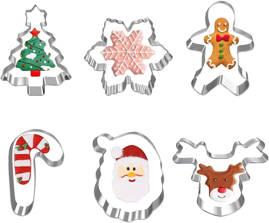 Juego de 6 moldes para galletas de Navidad de OKA, diseño de reno, árbol de  Navidad, jengibre, bastón de caramelo, copo de nieve y cara de Papá Noel :  Amazon.com.mx: Hogar y