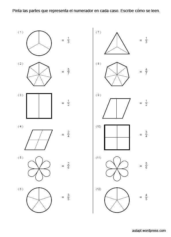 juegos y actividades didácticas para clases: actividades de fracciones