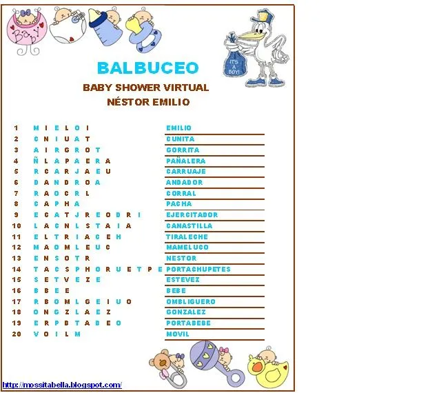 Baby Shower Juego De Balbuceo Baby Shower Juegos Para Baby Shower ...