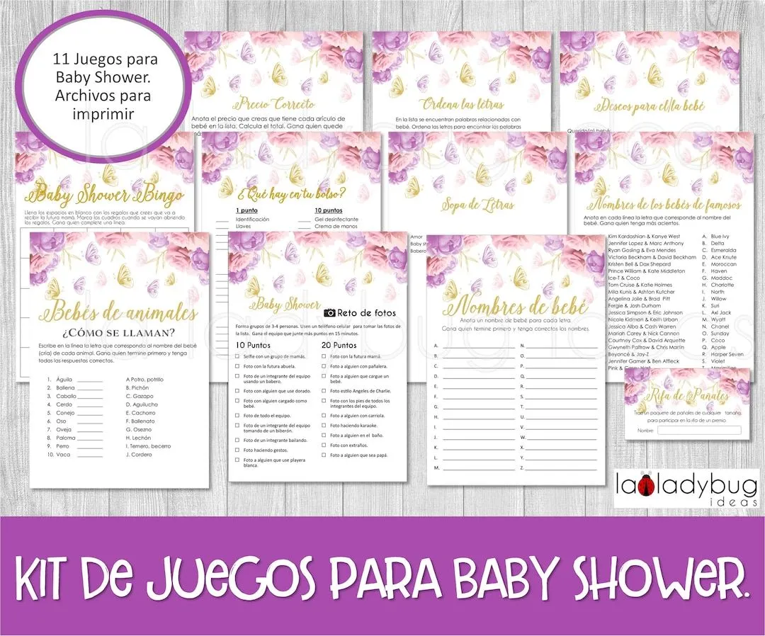 Juegos baby shower para imprimir. 11 juegos en PDF. Juegos de - Etsy México