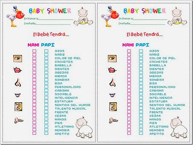 Juegos de Baby Shower para imprimir - Desontis