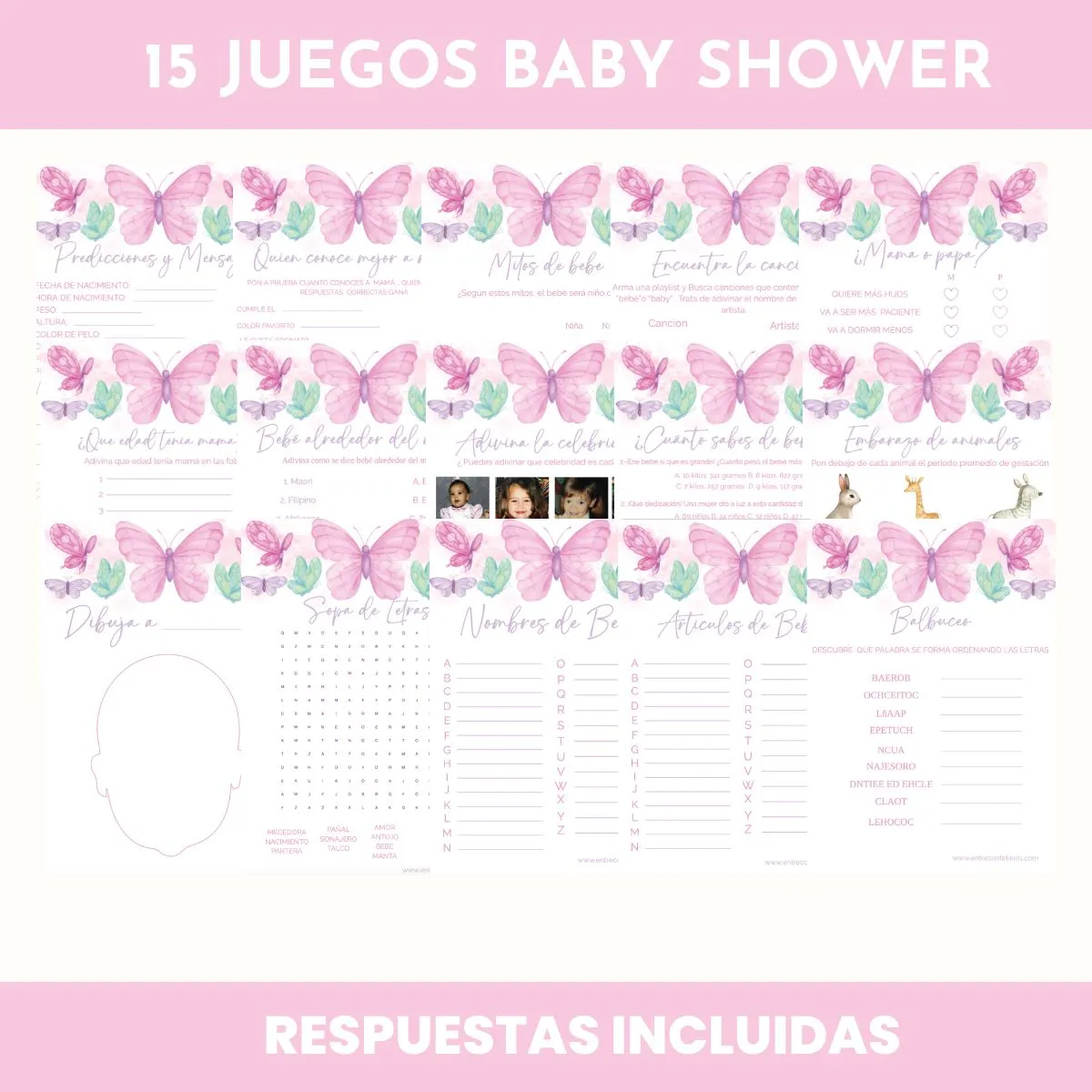 Juegos Baby Shower Mariposa - entreconfetikids