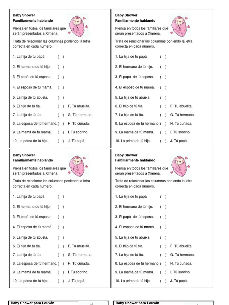 Juegos para Baby Shower | PDF | Familia | Sociedad