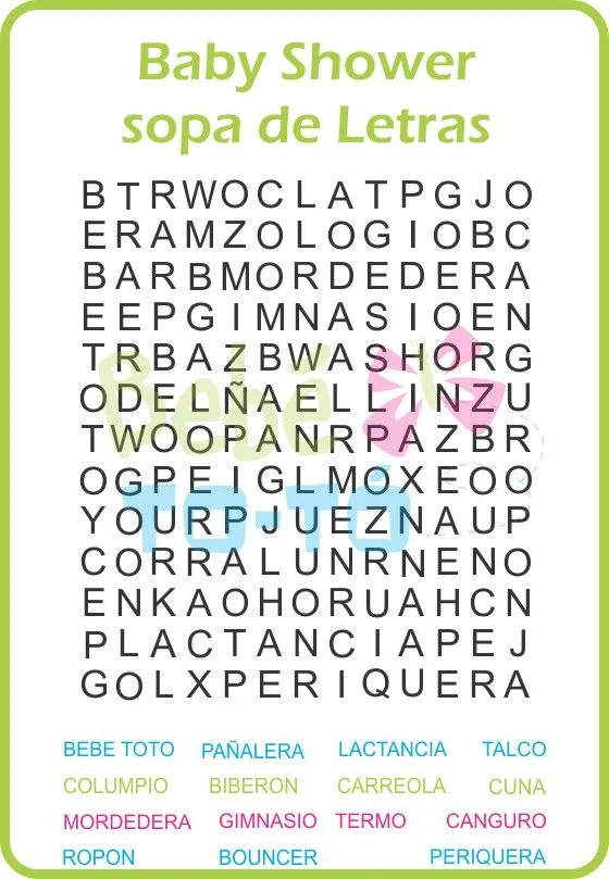 Juegos de crucigramas para baby shower - Imagui