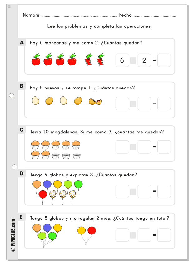 JUEGOS EDUCATIVOS PIPO: FICHA DE PROBLEMAS 1