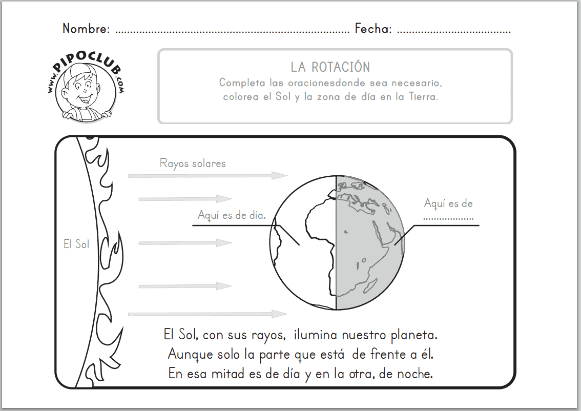 JUEGOS EDUCATIVOS PIPO: LA ROTACIÓN DE LA TIERRA