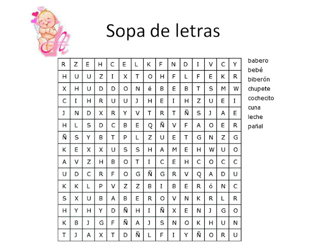 Baby shower juegos sopa de letras NIÑA - Imagui