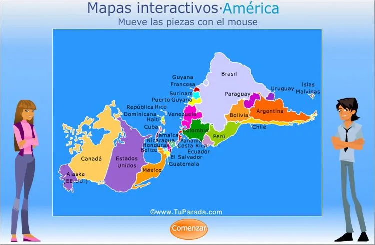 Juegos, Juegos educativos, mapas., Mapa de América para armar ...