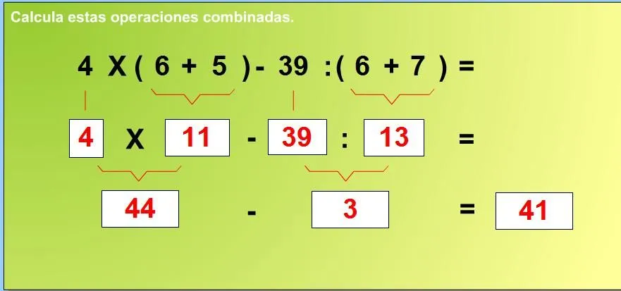 juegos de mates: OPERACIONES COMBINADAS