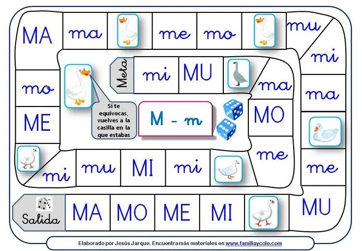 Juegos de la Oca para aprender a leer sílabas directas con la ...