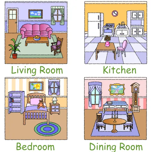 Imágenes de las partes de la casa en inglés para niños - Imagui