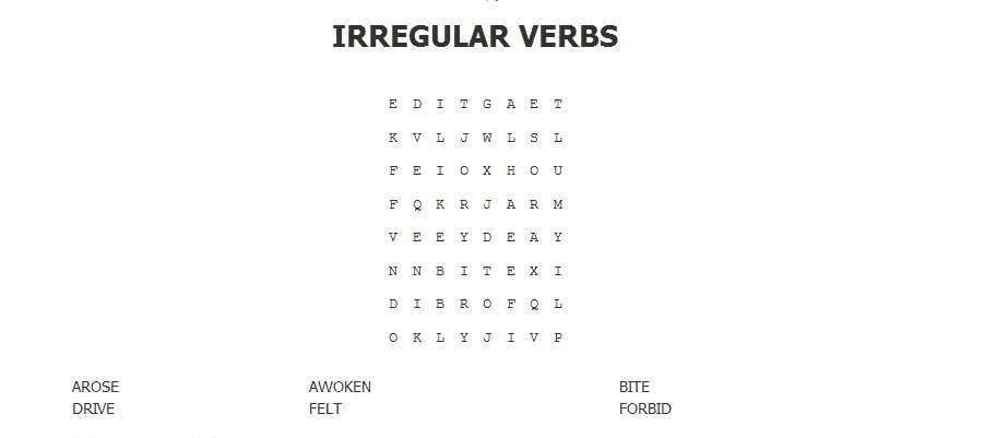 Crucigramas verbos irregulares inglés - Imagui