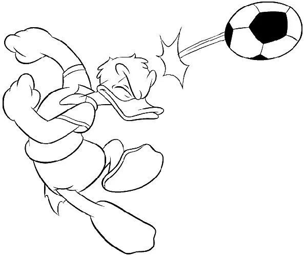 Donald Duck playing soccer | Coloring Pages