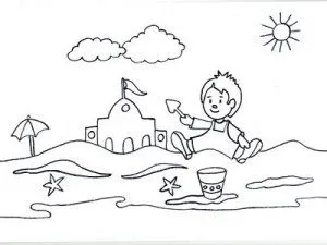 jugando en la playa para colorear 4