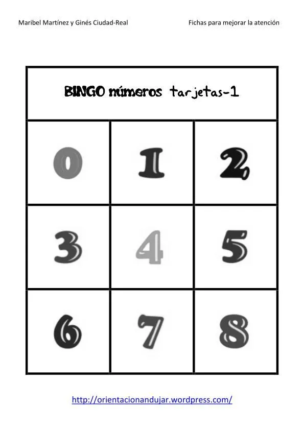 Juguemos al bingo con los números -Orientacion Andujar