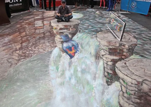 Julian Beever y sus pinturas callejeras en 3D en Guayaquil