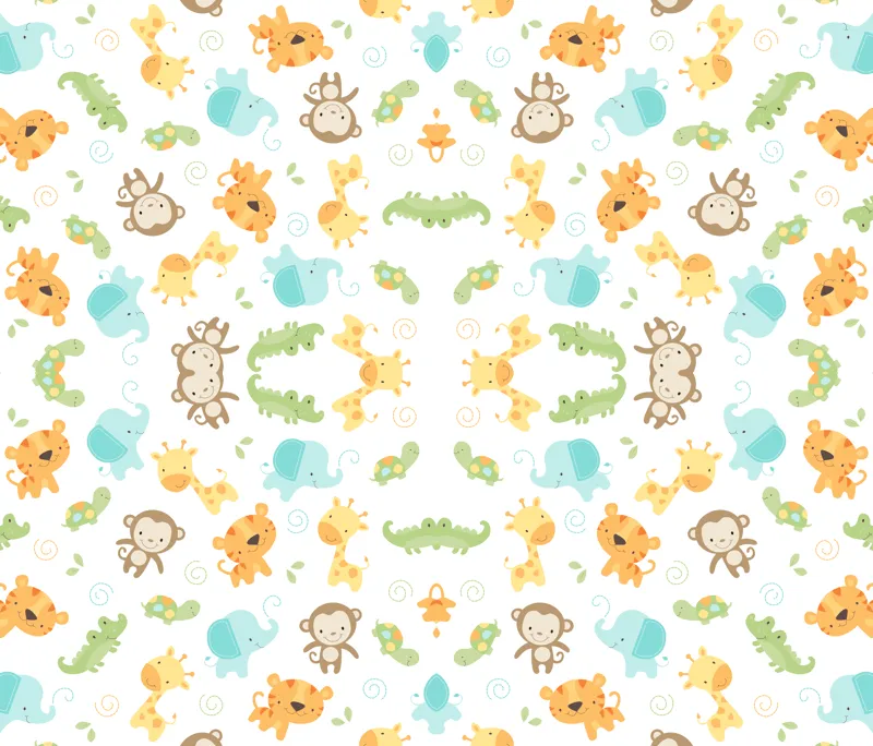 jungle cute baby animals pastel wild fabric, wallpaper & gift wrap ...