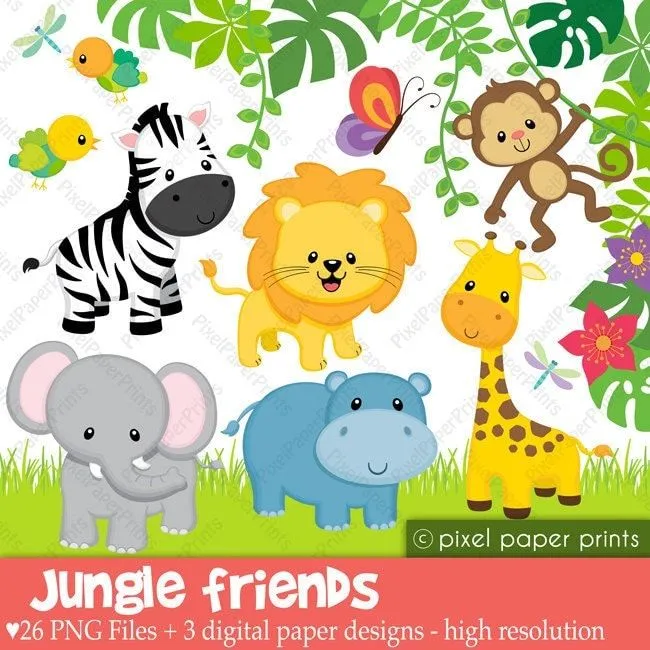 Jungle friends de pixel paper print