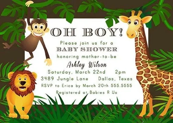 Jungle Theme Zoo Animal Baby Shower Invitation by NotableAffairs