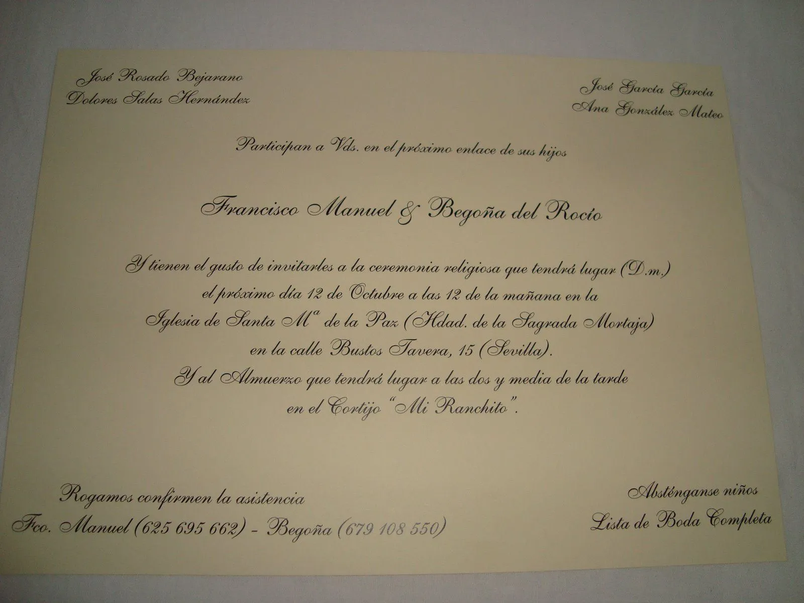 JUZGADO DE PAZ DE HUEVAR: LAS INVITACIONES DE MI BODA... ULTIMOS ...