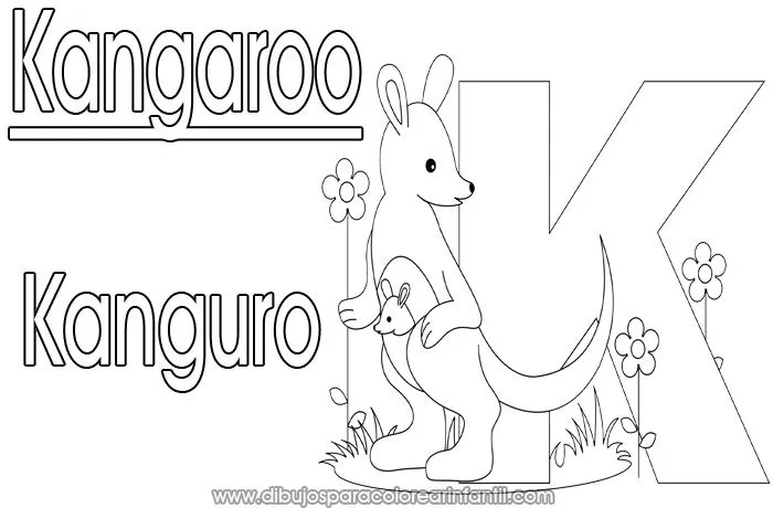 Kanguro Alfabeto Ingles Español para colorear - Kangaroo ~ Dibujos ...