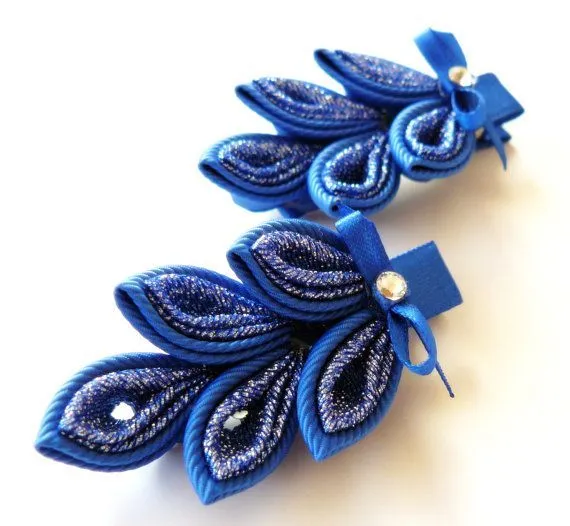 kanzashi | kanzashi | Pinterest | Hair Clips, Grosgrain and Alligators