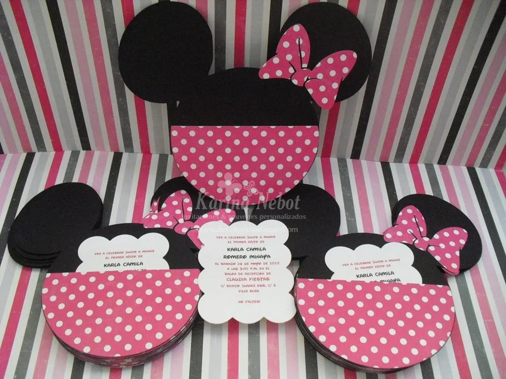 Karina Nebot: Cumpleaños Minnie Mouse: Invitaciones y dulceros