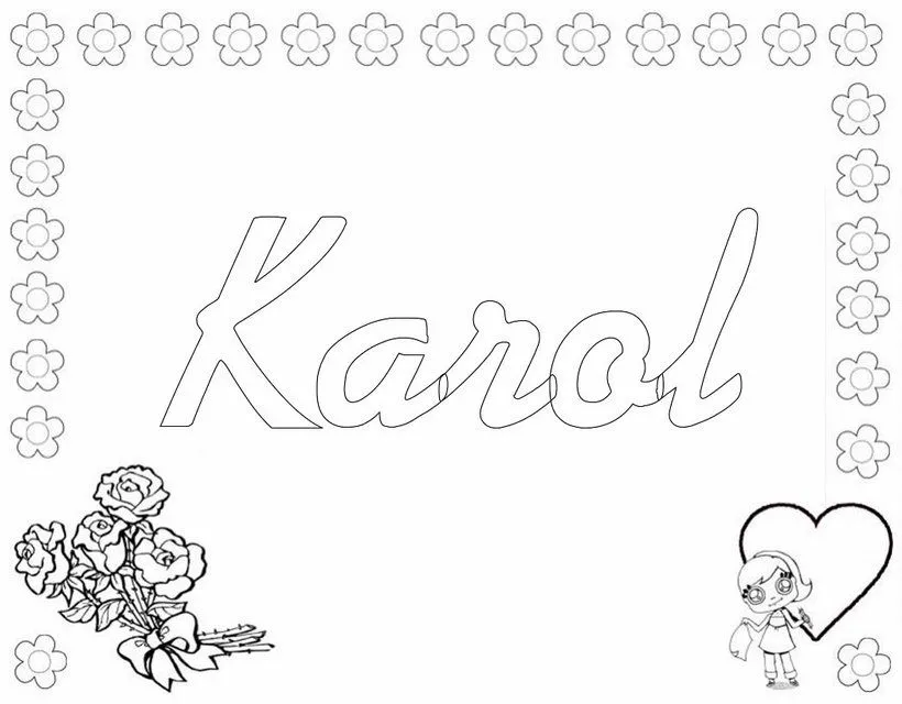 KAROL colorear nombre niña - Dibujos para colorear NOMBRES NIÑAS