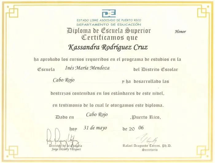 Kassandra Rodriguez Cruz - Diploma