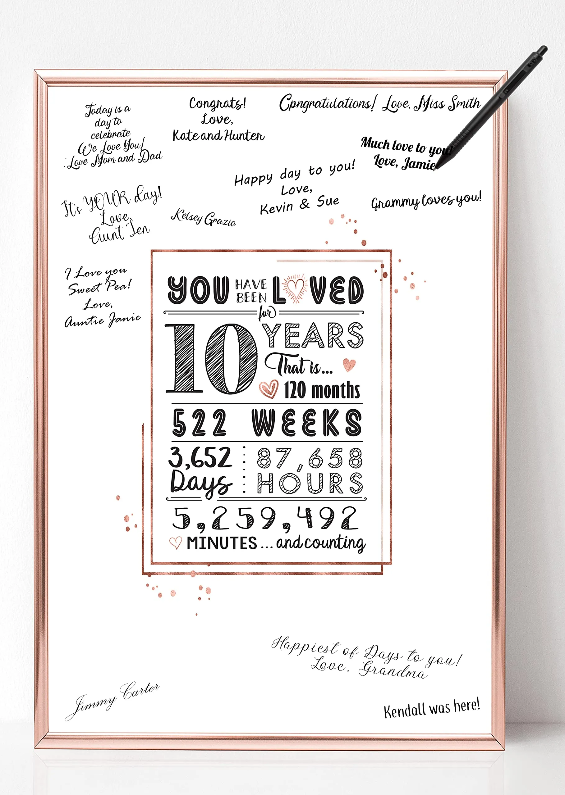 Katie Doodle - Decoraciones de cumpleaños de oro rosa para niñas - Bonitas alternativas de libro de visitas,