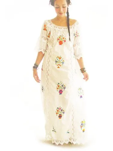 Katrina Mexico maxi dress crochet embroidered gown - a photo on ...