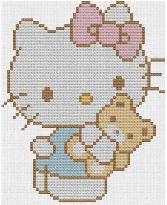 Kawaii Hello Kitty cross stitch pattern PDF by NostalgicLacquer