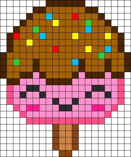 Kawaii popsicle perler bead pattern | dibujos en hojas ...