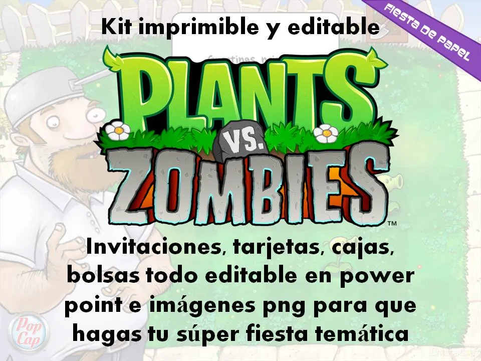 KI-018 Kit Imprimible y Editable Plantas Vs Zombies | Fiesta de papel