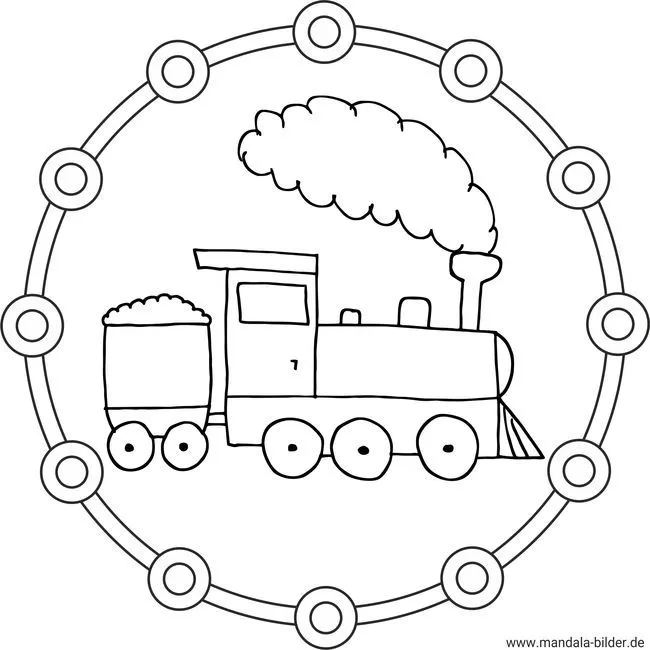 Kinder Mandalas - Eisenbahnen, Loks, Zügen und Lokomotivene