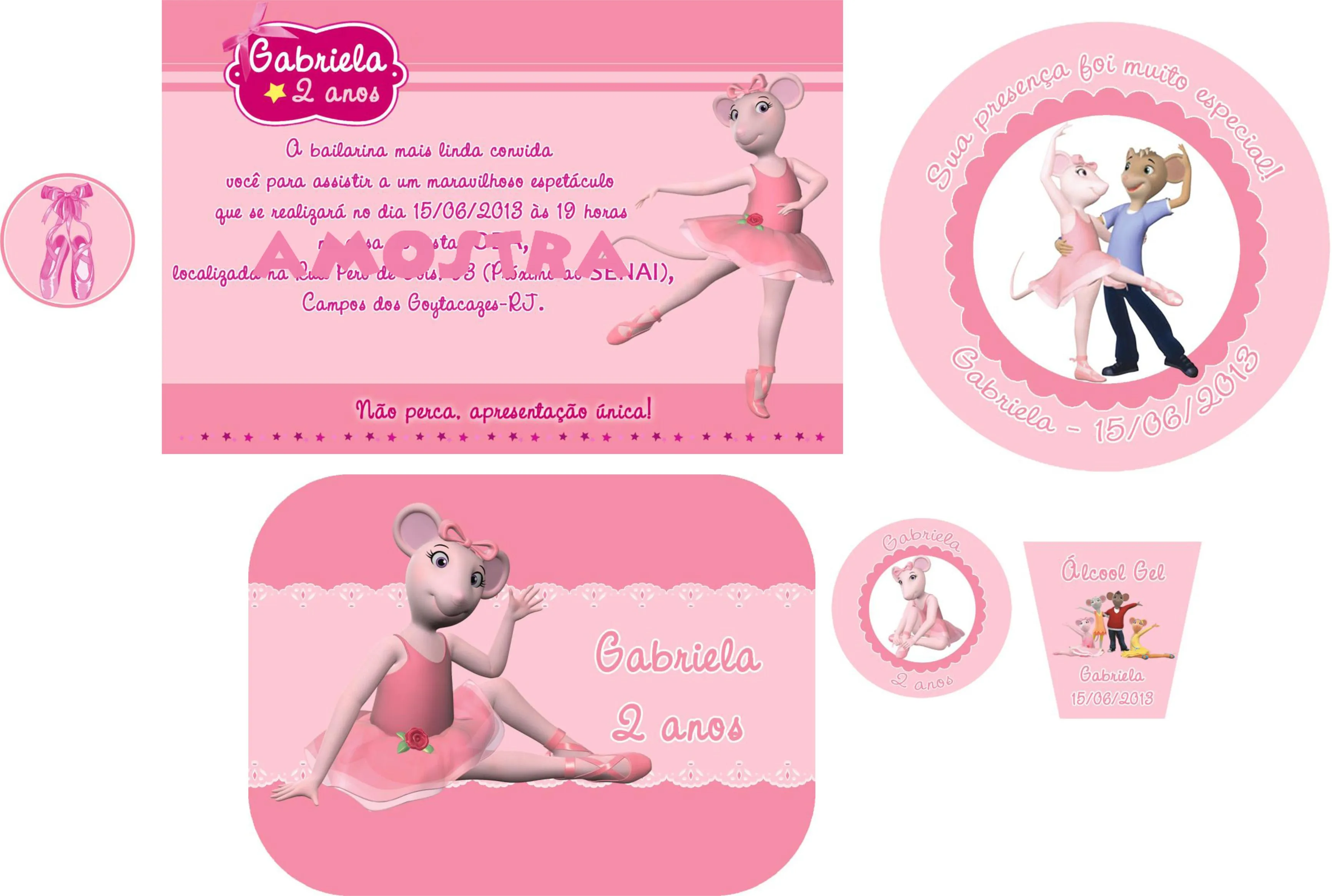 Pin Temas Angelina Ballerina Bailarina Convite on Pinterest