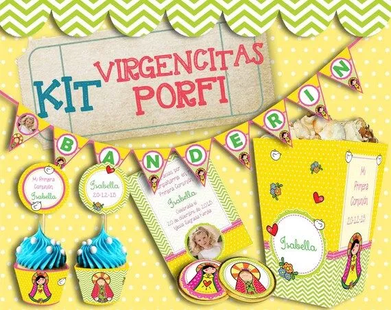 Kit imprimible Virgencitas Porfi Comunion por DulcineasDeco
